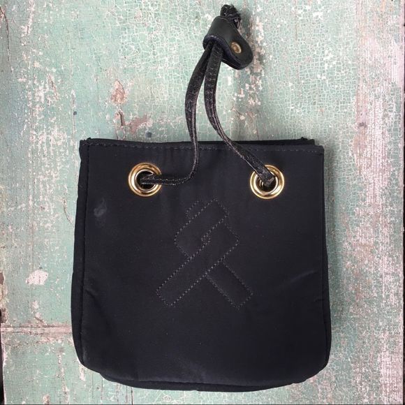 Lancel Paris black quilted mini bag pouch leather drawstring bag made in Italy​ - Picture 10 of 13